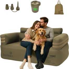 Portable Inflatable Couch for Camping with Built-in Pump Durable Inflatable Furniture Luxury Blow Up Couch Stylish Outdoor Air Sofa Perfect for Backyard Beach Music Festival Party